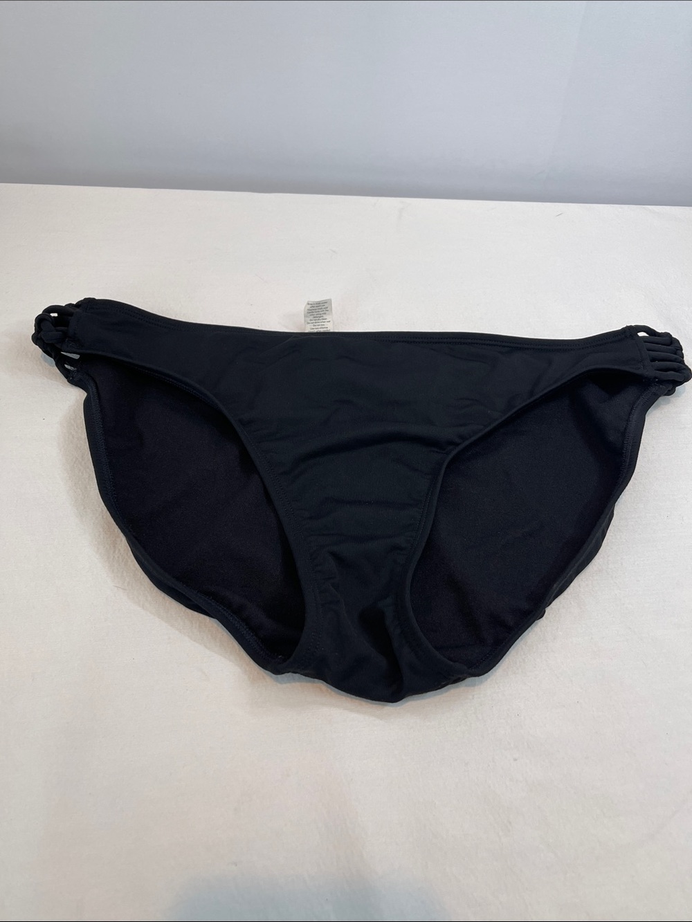 Athleta Black Bikini Swim Bottoms Macramé Side Detail Size Large